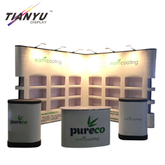 Fabricante personalizado Curvo Pop up Tecido Visor Wall Stand