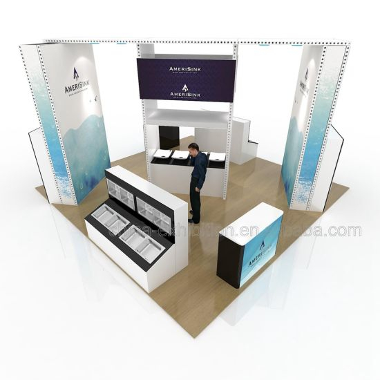 Alta Qualidade 10 por 20 Arch Exhibition Booth Design Expo Stands com armários