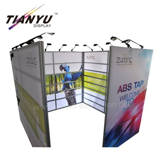 Tian Yu Do Island Exhibition Booth Levante Design Pés 10X10 com prateleira Sistema