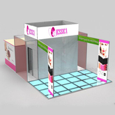 Portátil 20 por 20 Simples Exposição Booth design Conter a impressão de gráficos, luzes, vidro do chão